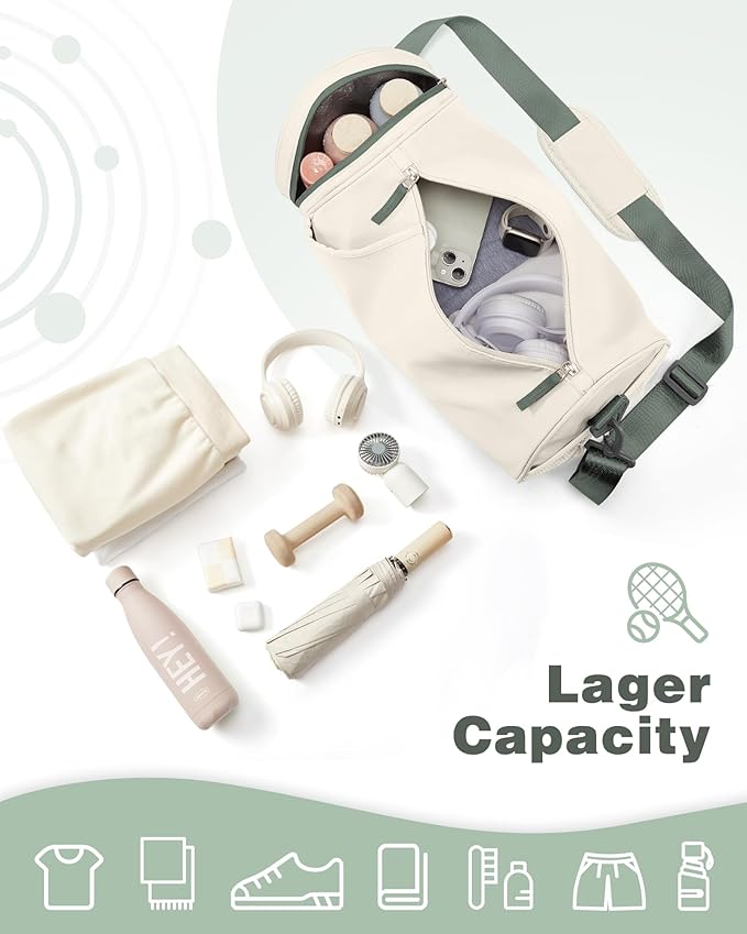 Small Gym Bag for Women Waterproof Workout Bag Mini Duffle Bag Womens Spotrs Gym Bags Small Travel Duffel Bag with Wet Pocket Carry on Weekender Bags for Dance Swimming,Gym,Yoga,Fitness Beige Green