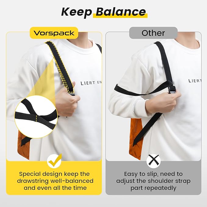 Vorspack Drawstring Backpack Water Resistant String Bag Sports Gym Sack with Side Pocket for Men Women