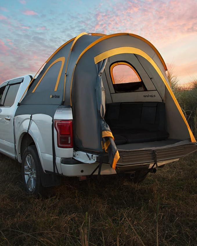 JOYTUTUS Truck Bed Tent, Portable Pickup Truck Tent 5ft Aluminum Pole, Waterproof PU2000mm Fabric for 2 Person, Easy Set-up, Orange