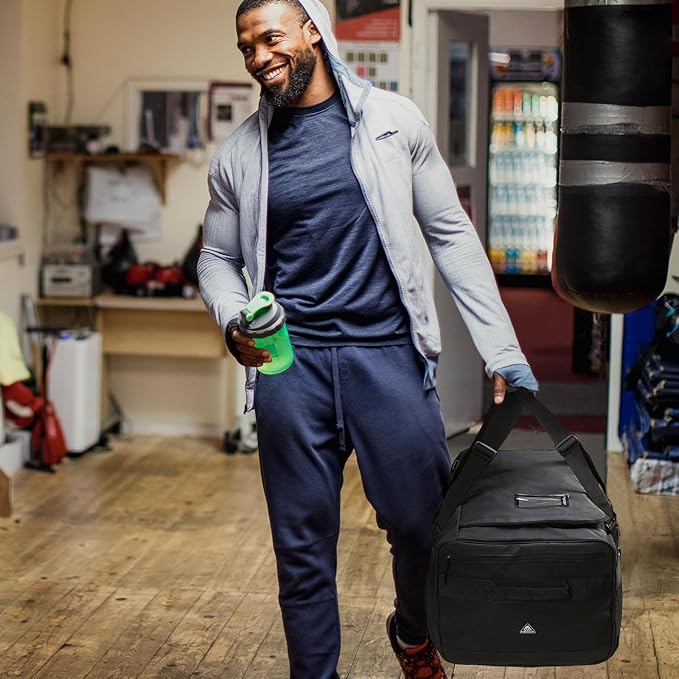 Haimont Travel Duffel Backpack Bag 60L for Men Large Sports Duffle Bags with Backpack Straps for Hiking Camping Gym Workout, Water Resistant, Black