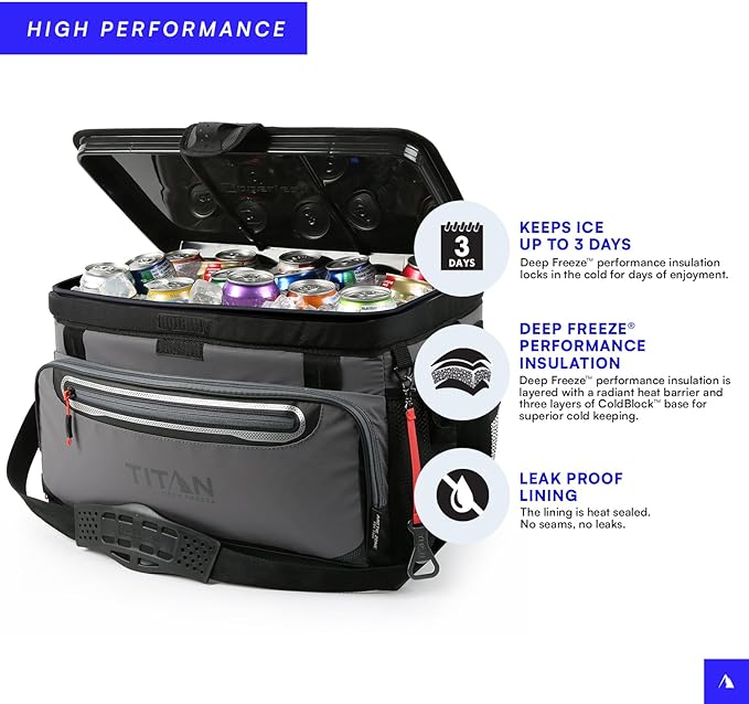 Titan by Arctic Zone Deep Freeze Cooler - Zipperless Hardbody Cooler - Deep Freeze Insulation, HardBody Liner, and SmartShelf