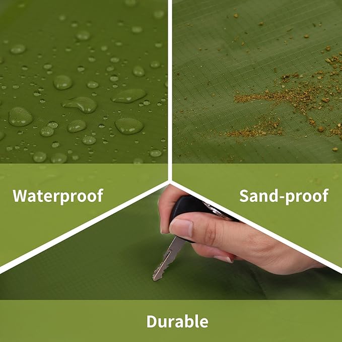 Frelaxy Pocket Picnic Blanket, Waterproof Beach Blanket, Compact Camping Blanket, Lightweight Outdoor Blanket for Beach Festival Camp Picnic Hiking Travel, 35'' x 57'', Army Green