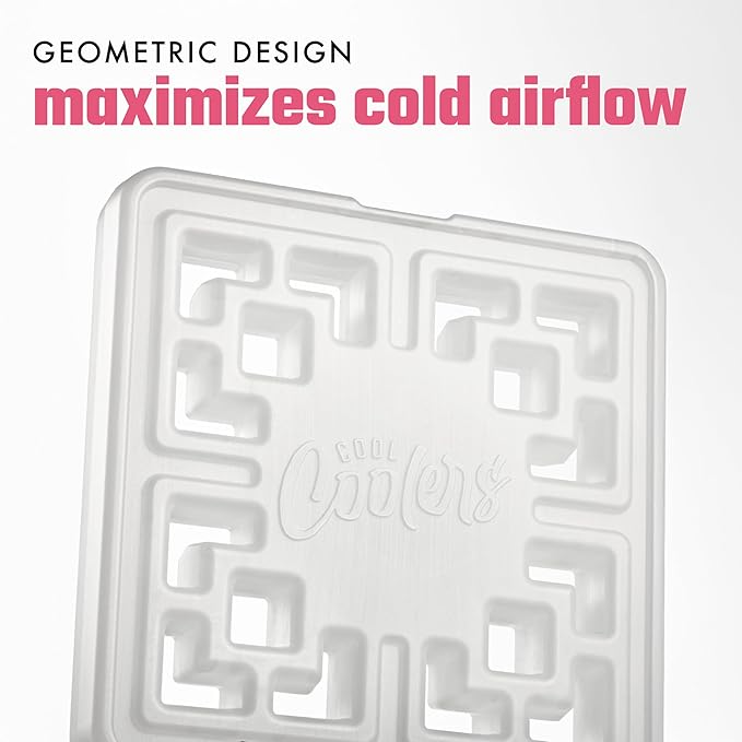 Cool Coolers Fashion Ice by Fit & Fresh, 6 Pack Large Slim Ice Packs, Unique Ice Pack Design for Womens Lunch Bag, Space Saving Reusable Ice Packs for Lunch Boxes, Cooler Ice Packs, Pearl White, 6PK