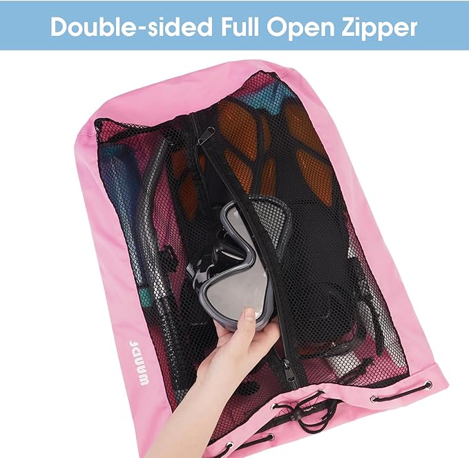 WANDF Swim Bag Mesh Drawstring Backpack Beach Backpack for Swimming, Gym, and Workout Gear