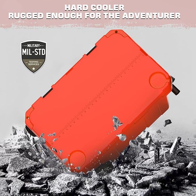 55 Quart Cooler with Wheels, Ice Chests Portable Camping Cooler Holds Ice up to 6 Days, Leak-Proof Outdoor Insulated Cooler with Handle, Cup Holders, Hard Cooler for Camping, Beach, Boat