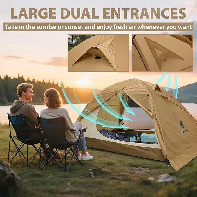 GEERTOP Ultralight 2 Person Backpacking Tent 4 Season Waterproof Camping Tent Double Layer Cold Weather Easy Set Up Tents for Family Camp, Hiking, Hunting Outdoor Mountaineering Travel