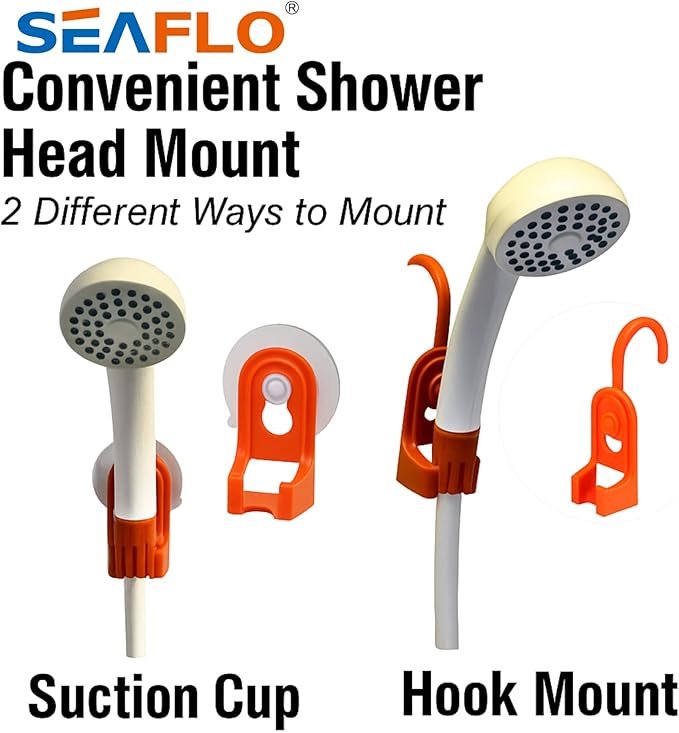 SEAFLO Portable Camping/Outdoor Shower, Rechargeable Battery, 2.64 Gallons Per Min, 40-Minute Runtime Outdoor Camping Pet Washing, Type-C Charging, 80" Hose (with or Without 2.6 Gallon Bucket)
