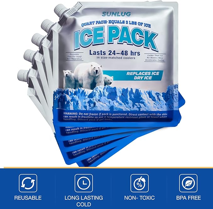 Cooler Ice Packs Reusable Ice Packs for Coolers Long Lasting Freezer Packs for Cooler Bag, Lunch Bags, Cooler Backpacks