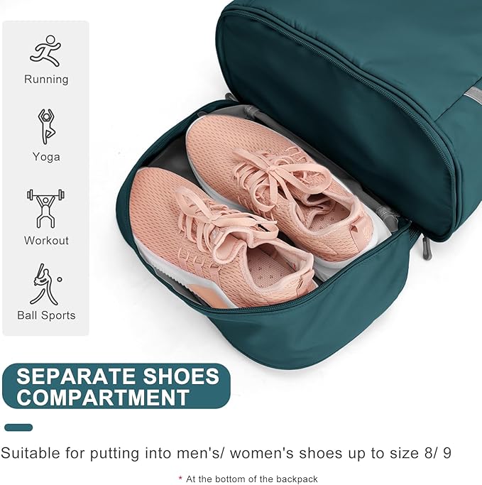 Coofay Gym Backpack for Women - Waterproof, Lightweight, Travel & Workout Sports Bag with Shoe Compartment