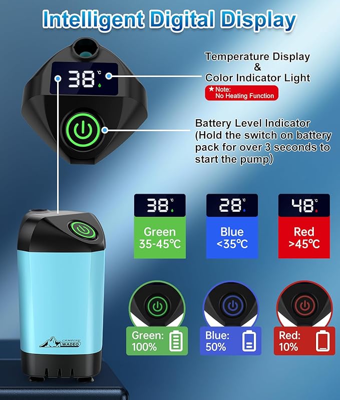WADEO Portable Shower Camping Shower Outdoor Camp Shower Pump, Electric Rechargeable Portable Camping Shower, Powered by Rechargeable Battery for Camping, Hiking, Traveling