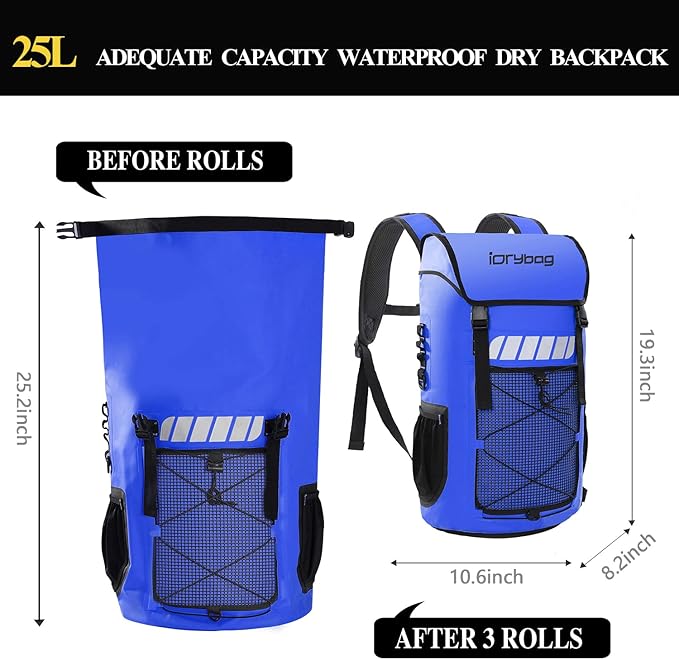 IDRYBAG Waterproof Backpack for Men 25L/45L, Dry Bags Kayak, Dry Backpack Camping Hiking