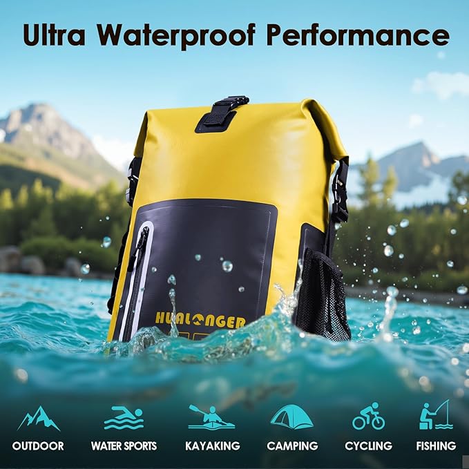 Waterproof Backpack 20L/30L/40L- Roll Top Closure Bag - Hiking Backpack - Lightweight Durable Floating Dry Bag with IPX8 Waterproof Phone Case