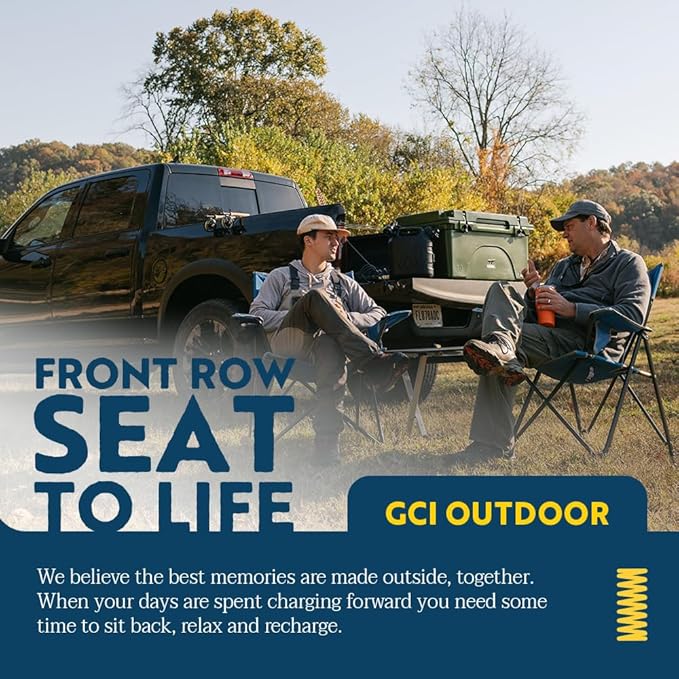 GCI OUTDOOR Comfort Pro Camping Chair | Collapsible Folding Chair with Durable Armrests, Drink Holder & Portable Carry Bag — Heathered Royal
