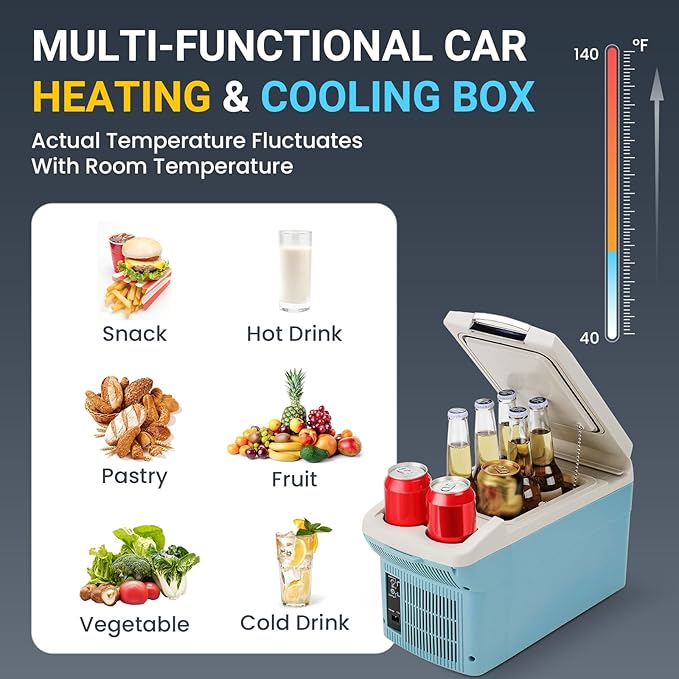 12V Car Refrigerator Cooler/Warmer 6 Quart (6L), 12 Volt DC &110V AC, Electric Car Fridge Portable Compact Camping Cooler Thermoelectric 12V Small Fridge for Car,RV,Camping (Pink)
