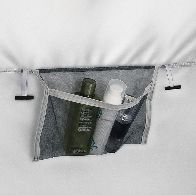 Outvita Oversize 2 Rooms Shower Tent, 7.5 FT Outdoor Pop up Changing Room, Instant Extra Wide Privacy Shelter for Camping Dressing Toilet Bathroom with Carry Bag, Blue & White