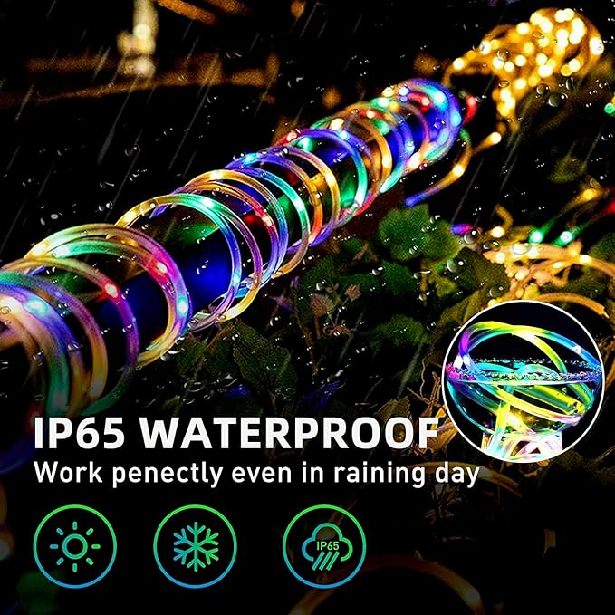 Camping Tent String Lights, 40Ft 120 LEDs 8 Modes Color Changing LED Rope Lights Battery Powered, Outdoor Waterproof LED Tent Light Great for Camping, Canopy, Hammock, Trampoline