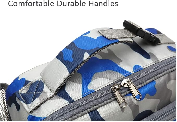 FlowFly Kids Lunch box Insulated Soft Bag Mini Cooler Back to School Thermal Meal Tote Kit for Girls, Boys,Blue Camo