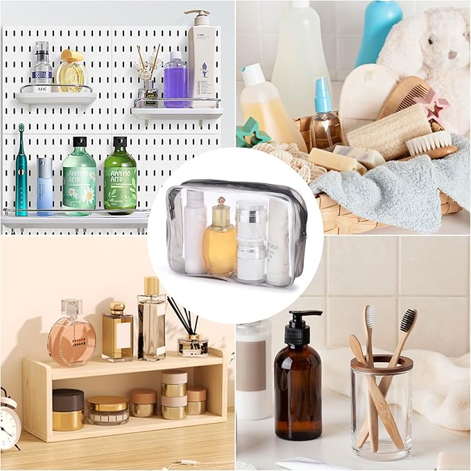 Tbestmax 10 Pack Clear Cosmetic Bags Makeup Bags Portable Waterproof TSA Approved Travel Toiletry Bags Organizer