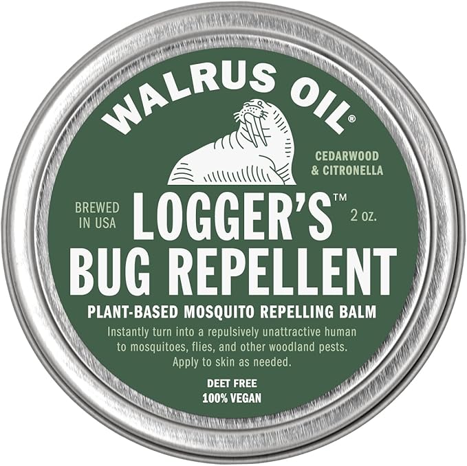 WALRUS OIL - Logger’s Bug Repellent, 2 oz Plant-Based Mosquito Repelling Balm with Cedarwood & Citronella, Deet Free, 100% Vegan, Kid Safe