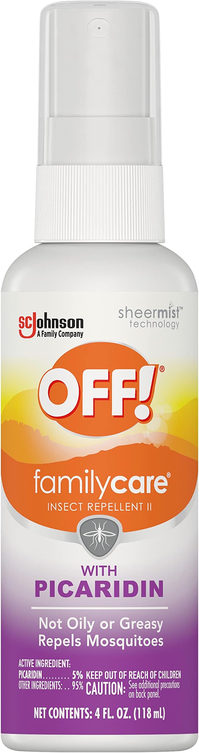 OFF! FamilyCare Insect & Mosquito Repellent Spritz, Bug Spray Made with Picaridin for Everyday Use, 4 oz