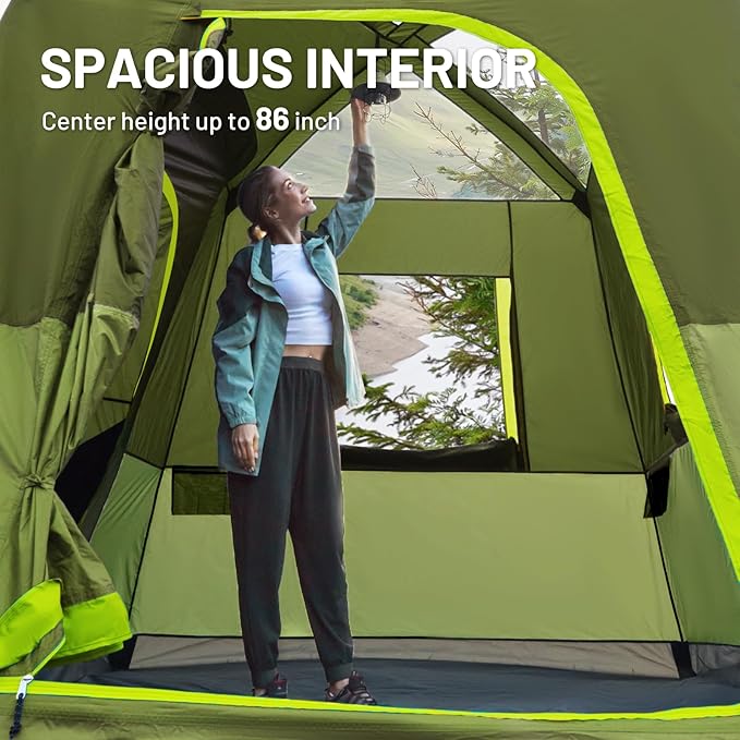 TIMBER RIDGE 5 Person SUV Tent with Movie Screen Weather Resistant Portable for Car SUV Van Camping, Includes Rainfly and Storage Bag, 10' W X 8' L X 7.1' H Green