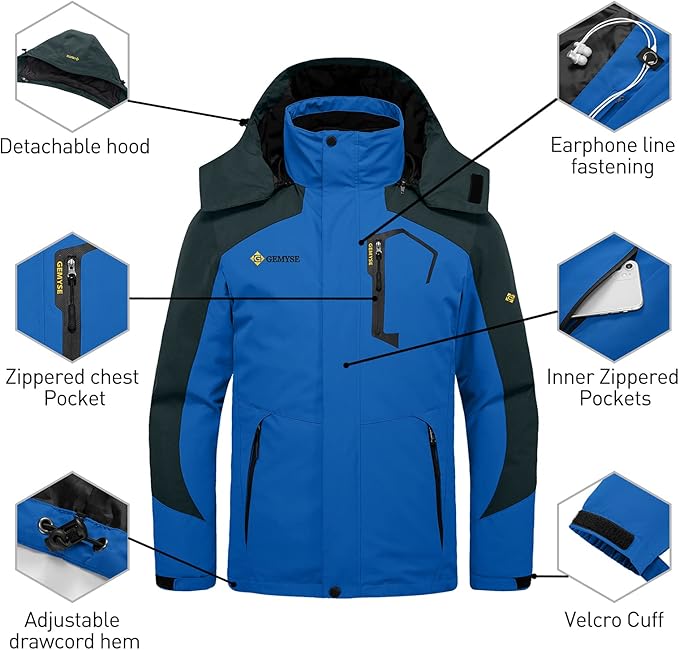 GEMYSE Men's Waterproof 3-in-1 Ski Snow Jacket Puffer Liner Insulated Winter Coat