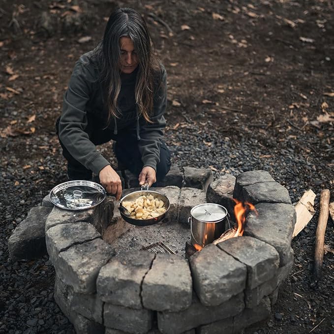 The Pathfinder School Stainless Steel Folding Skillet and Lid