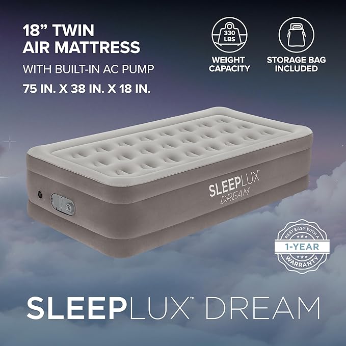 SLEEPLUX Durable Inflatable Air Mattress with Built-in Pump, Pillow and USB Charger
