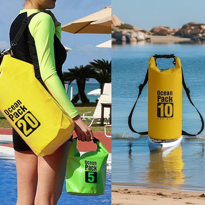 Floating Waterproof Dry Bag Backpack 5L/10L/20L, Roll Top Bag for Kayaking, Rafting, Boating, Swimming, Camping, Hiking, Beach, Fishing, Waterproof Beach Bag. (Gray, 5L)