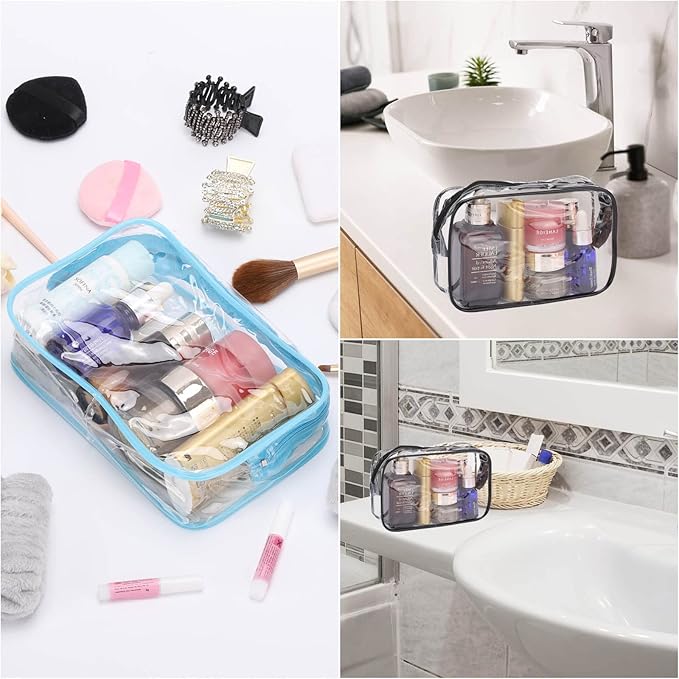 Tbestmax 10 Pack Clear Cosmetic Bags Makeup Bags Portable Waterproof TSA Approved Travel Toiletry Bags Organizer