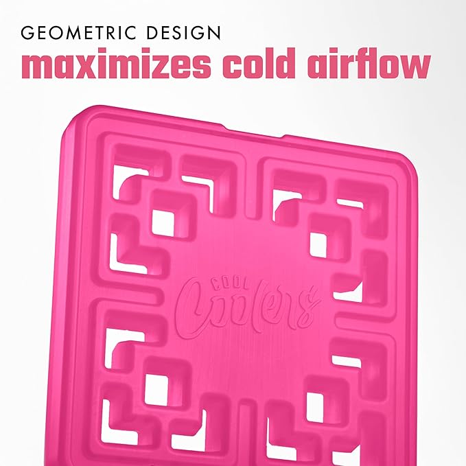 Cool Coolers Large Fashion Ice by Fit + Fresh, 3pk Ice Blocks for Lunchboxes, Freezer Packs for Coolers, Hot Pink