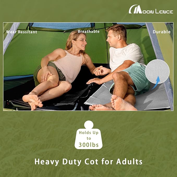 MOON LENCE Folding Camping Cot Outdoor Camping Bed Portable with Carry Bag Camp Cots for Adults for Hiking Backpacking Car Camping Outdoor Indoor Beach Use