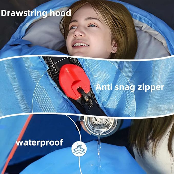 Sleeping Bags for Adults Kids,Lightweight Waterproof Compact Sleeping Bag with Stuff Sack for Warm Camping Cold Hiking Traveling Outdoor Activities