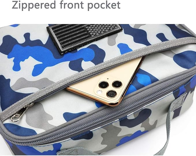 FlowFly Kids Lunch box Insulated Soft Bag Mini Cooler Back to School Thermal Meal Tote Kit for Girls, Boys, Flag