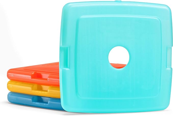 Cool Coolers By Fit & Fresh 4 Pack Slim Ice Packs, Quick Freeze Space Saving Reusable Ice Packs for Lunch Boxes or Coolers, Multi Colored, Single Pack