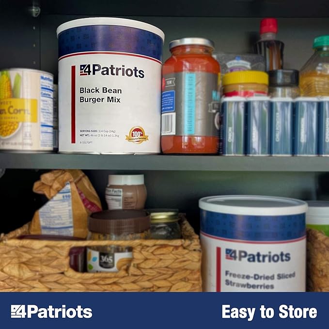 4Patriots Black Bean Burger Mix #10 Can: Tasty Survival Food Designed to Last 25 Years, 38 Servings