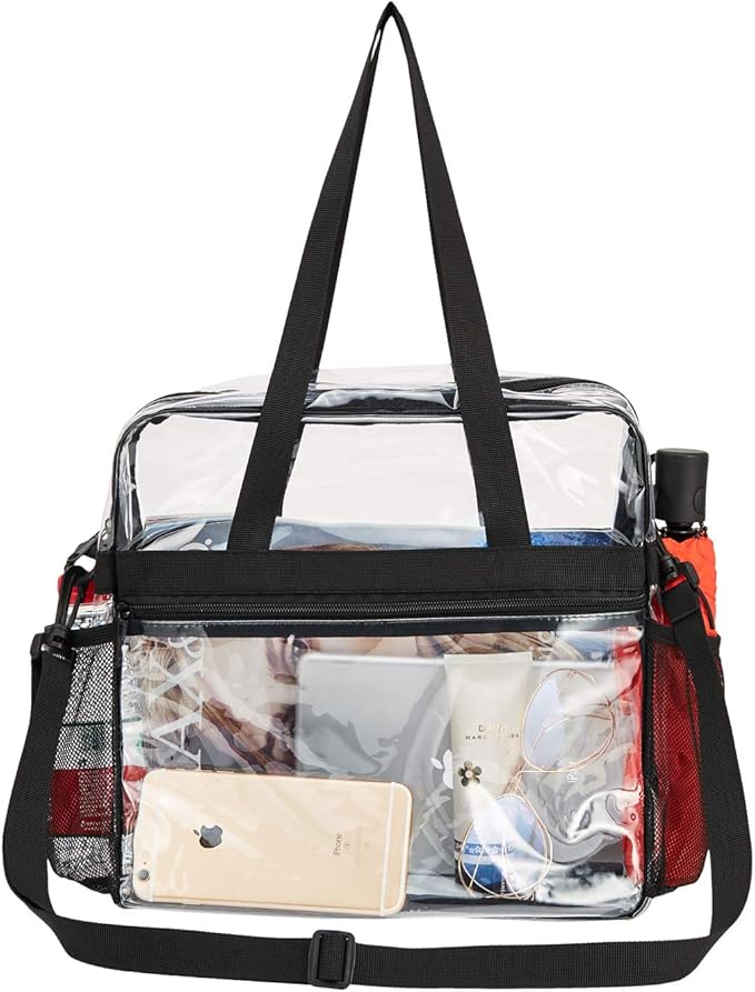 USPECLARE Clear Tote Stadium Approved, Security Travel & Gym Clear Bag for Work Sports Games Concerts