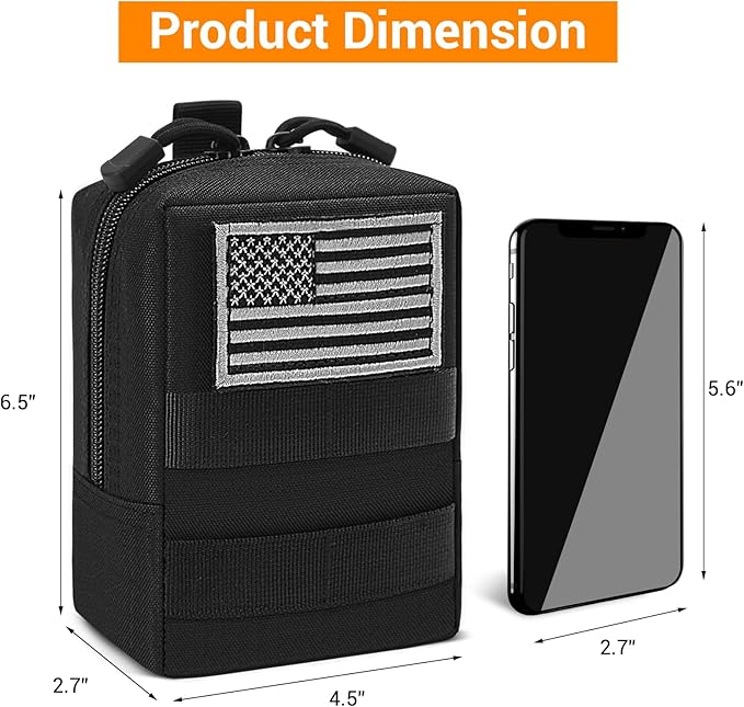 FUNANASUN 2 Pack Molle Pouches Tactical Pouch Small Molle Pouch Compact Water-Resistant EDC Pouch Molle Bag