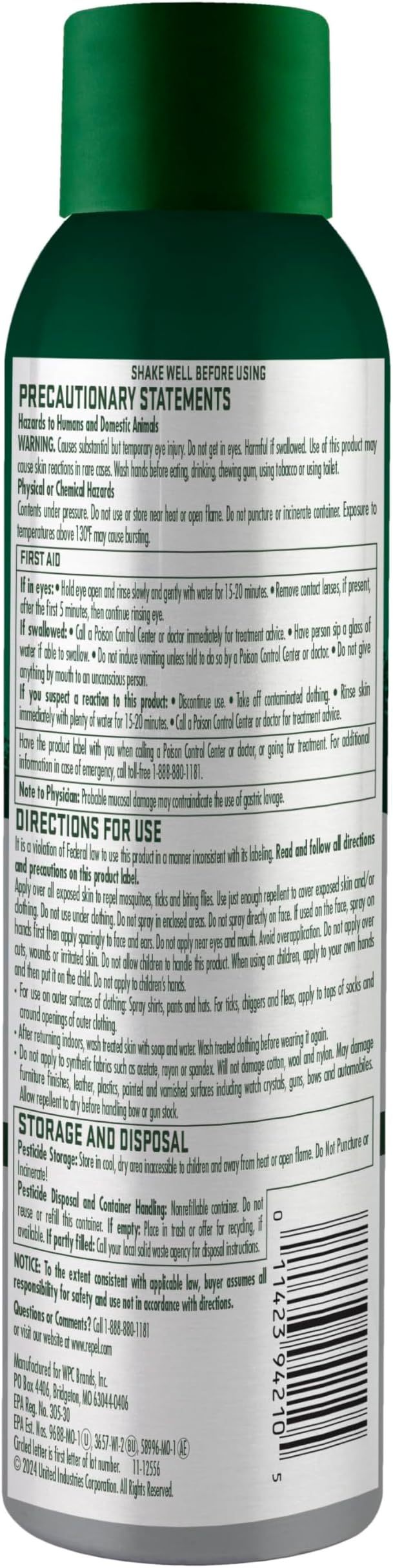 Repel 100 Insect Repellent, 4 Ounces, 98% DEET 10-Hour Protection Lon-Lasting Insect Repellent Aerosol Spray Repels Mosquitoes, Ticks, Gnats, Biting Flies, Chiggers And Fleas