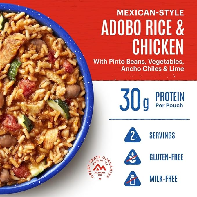 Mountain House Mexican-Style Adobo Rice & Chicken | Freeze Dried Backpacking & Camping Food | Gluten-Free | 6-Pack