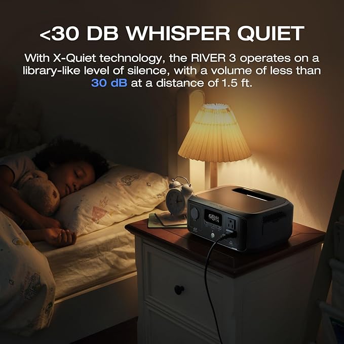 EF ECOFLOW Portable Power Station RIVER 3, 245Wh LiFePO4 Battery Power Station, 300W Up to 600W AC Output, <20 MS UPS & <30 dB, 1Hr Fast Charging Solar Generator for Outdoor/Camping/Home Use