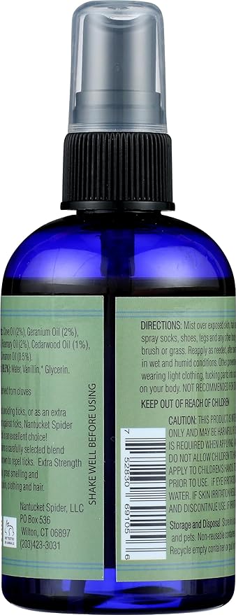 Nantucket Spider Extra Strength Tick Repellent Spray 4 oz | Made in USA | Essential Oils Tick Repellent