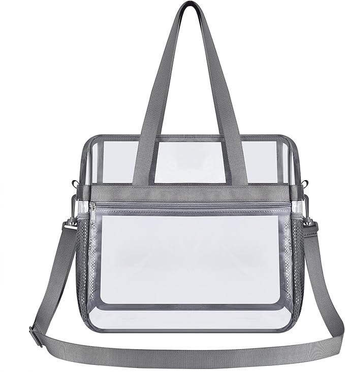 USPECLARE Clear Tote Stadium Approved, Security Travel & Gym Clear Bag for Work Sports Games Concerts