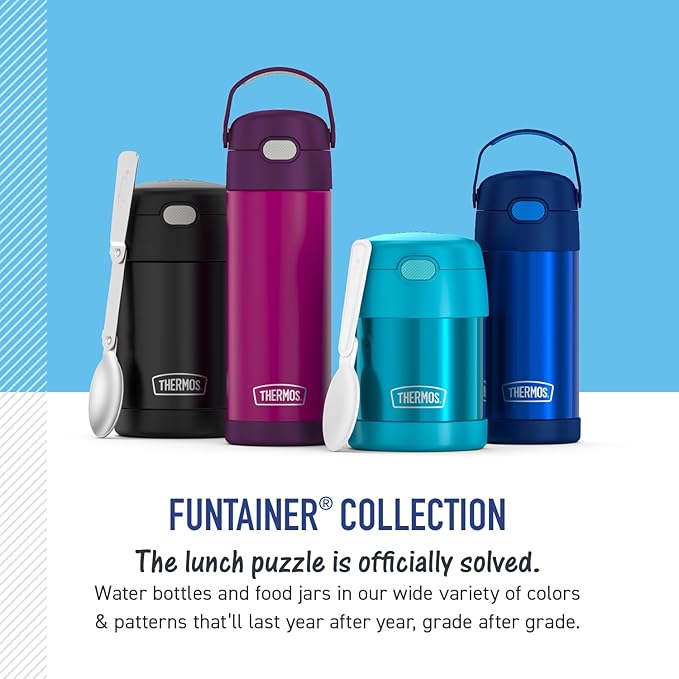 THERMOS FUNTAINER 10 Ounce Stainless Steel Vacuum Insulated Kids Food Jar with Spoon, Teal
