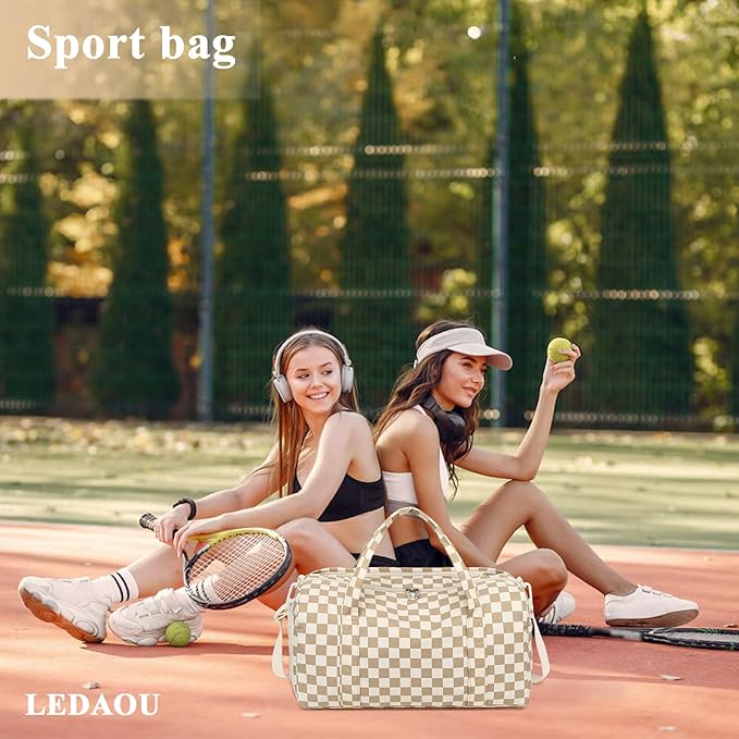 Gym Bag Sports Duffle Bag with Wet Pocket Weekender Overnight Bag with Waterproof Shoe Pouch and Air Hole for Girls Kids Women Travel Foldable Bag