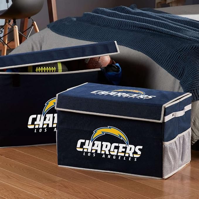 Franklin Sports NFL Storage Footlocker Bins - Large Folding Organizer Containers - NFL Team Office, Bedroom + Living Room Décor - Large + Small Bins
