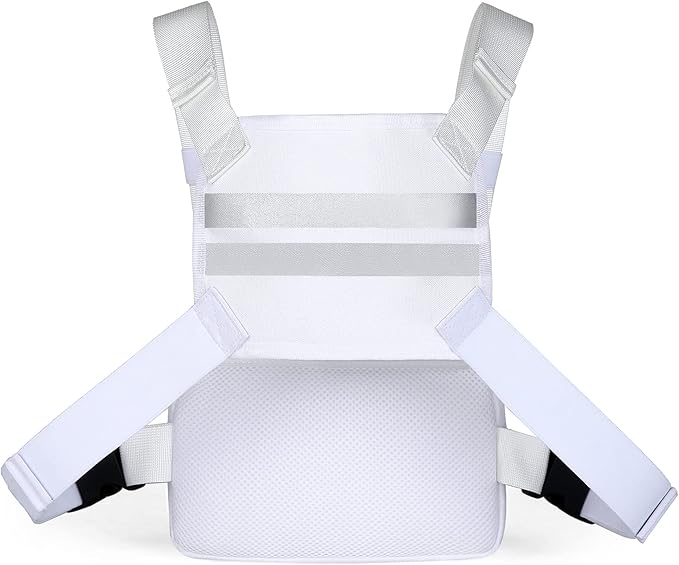 Outdoor Sports Chest Bag, Lightweight EDC Chest Bag For Men & Women, Running Vest Chest Pack With Phone Holder For Workouts, Cycling & Hiking (White)