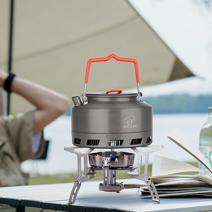 Tentock Portable Hard Aluminum Camping Kettle Camping Tea Pots Campfire Kettle for Boiling Water for Backpacking Outdoor Activities