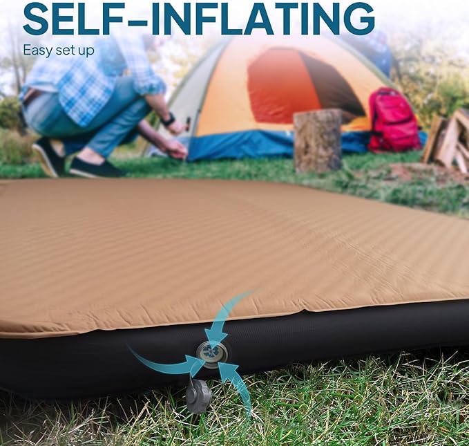 LOSTHORIZON Air & Foam Camping Mattress, Self-Inflating Sleeping Pad, 4.5" Thick, with Pump Sack, Twin
