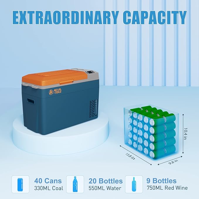 12 Volt Refrigerator, 24 Quart(23L) Portable Refrigerator Freezer(-7℉~50℉) APP Control Car Fridge Cooler with Compressor 12/24V DC and 110-240V AC for Car, Camping and Home Use